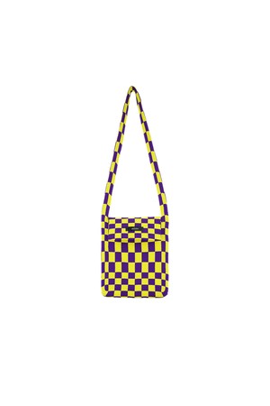 Checkerboard Knit Cross Bag (L)