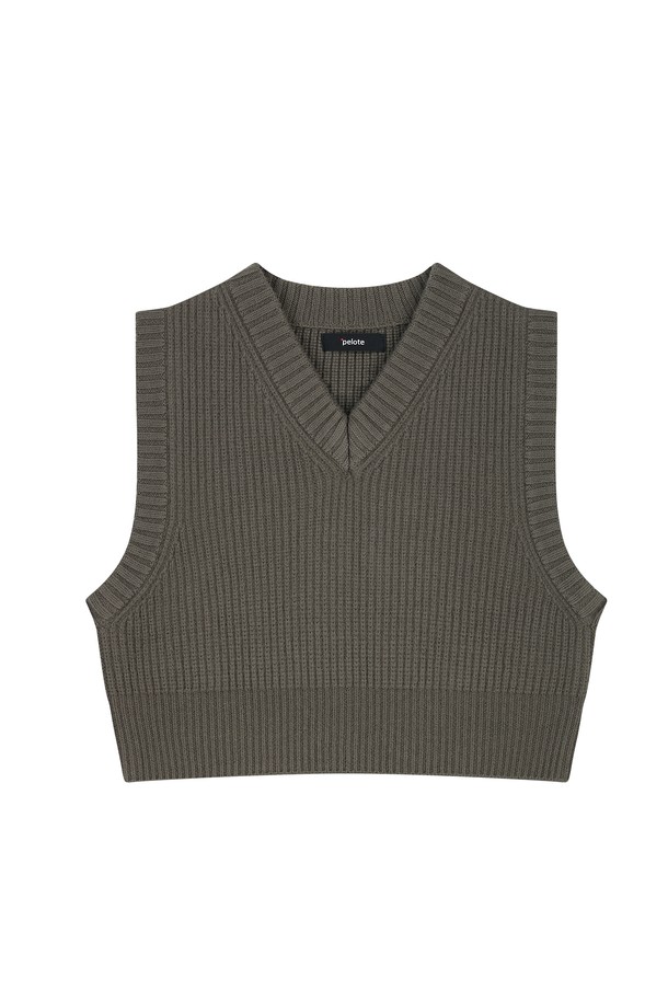 pelote - 베스트 - V-neck Cropped Knitwear Vest