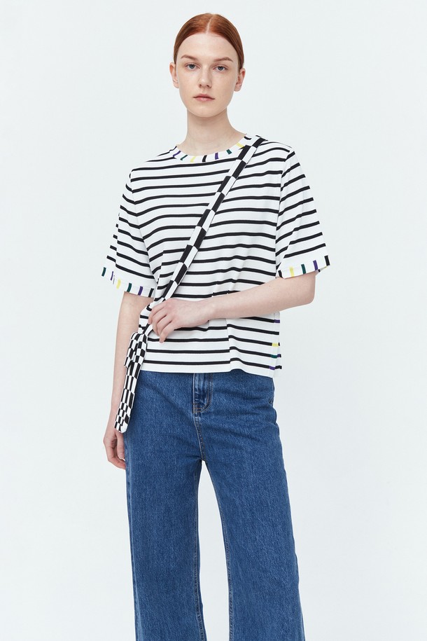 pelote - 반소매 티셔츠 - Stripe Slit T-shirt