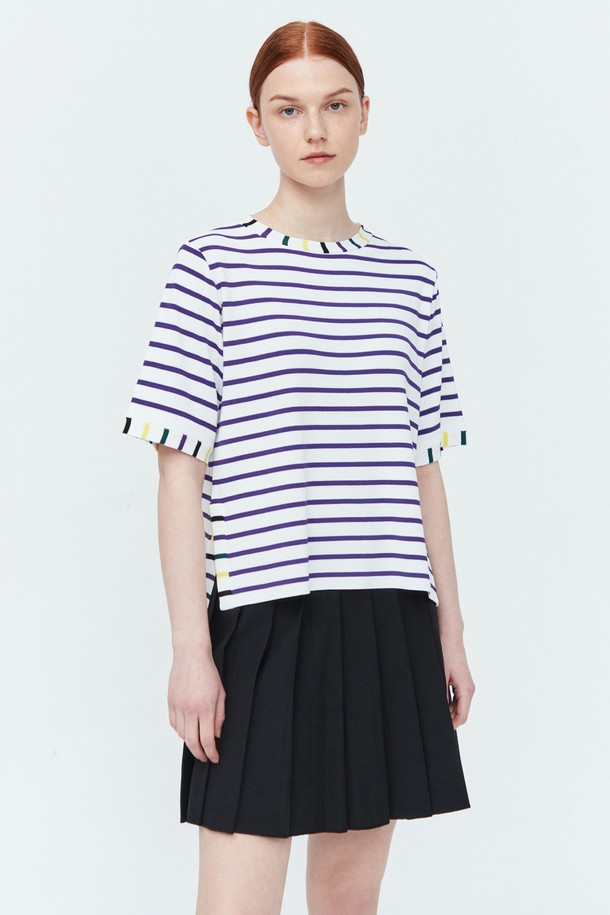 pelote - 반소매 티셔츠 - Stripe Slit T-shirt