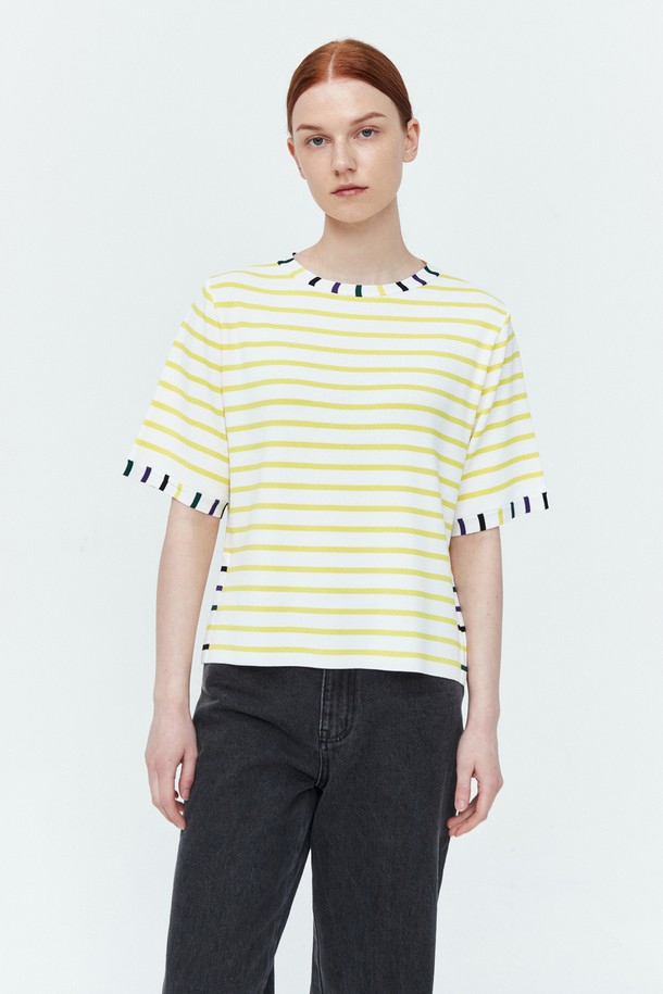 pelote - 반소매 티셔츠 - Stripe Slit T-shirt