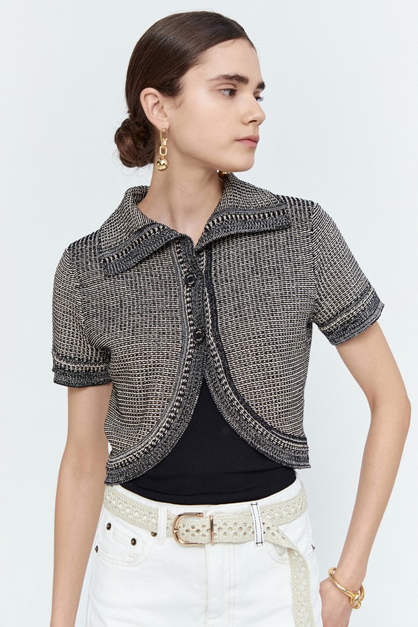 pelote - 가디건 - Mixed Crop Bolero Cardigan