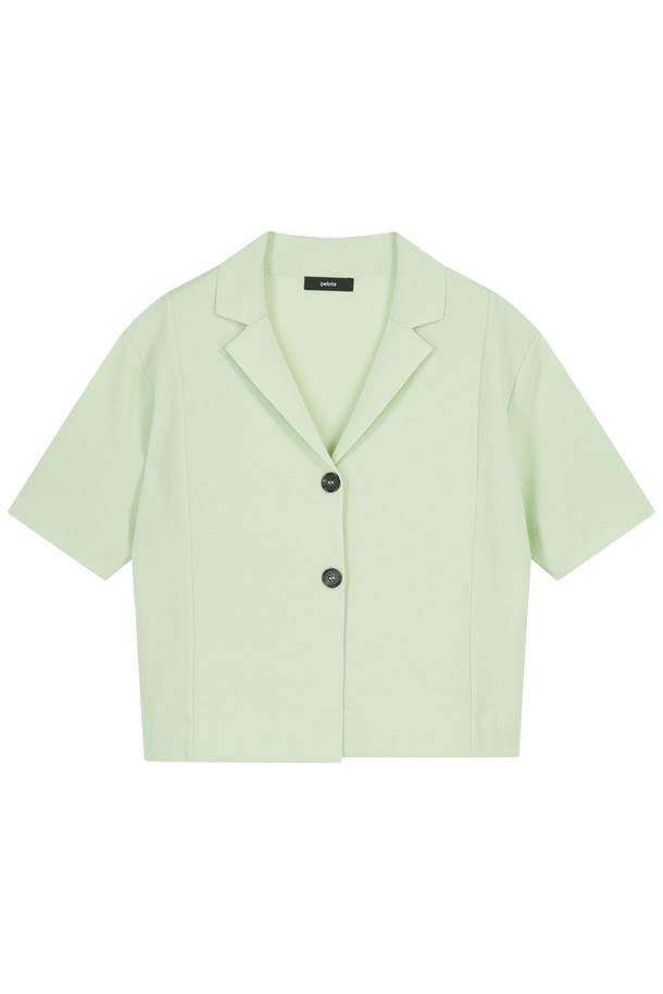 pelote - 자켓 - Collar Cotton Knit Jacket (Green)