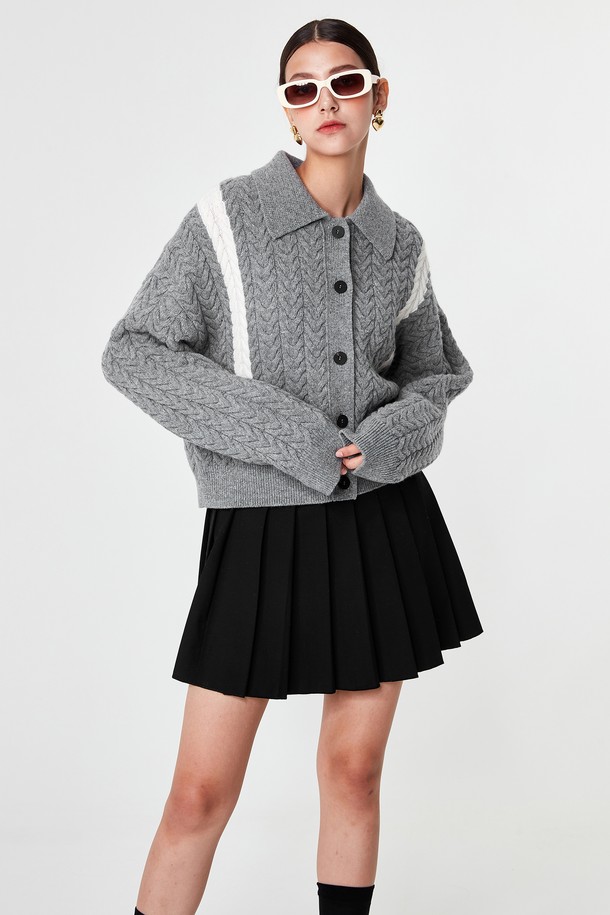 pelote - 가디건 - Signature Line Cashmere Crop Cardigan