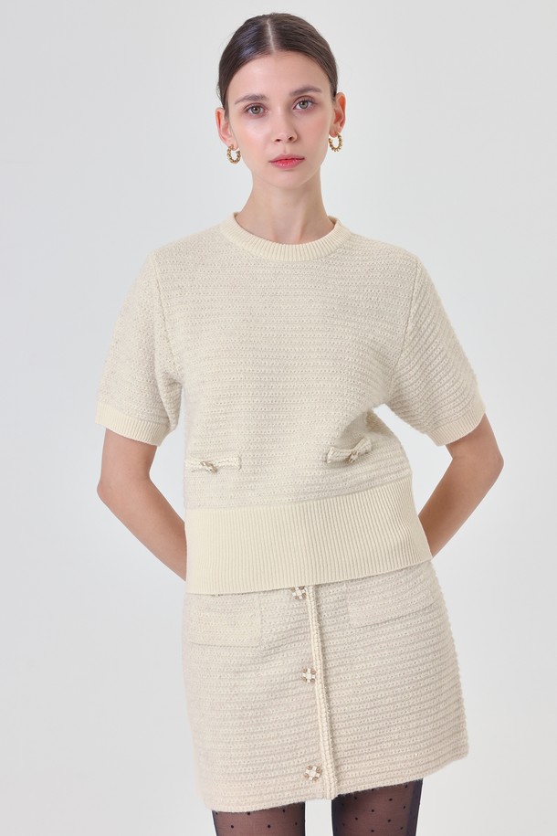 pelote - 스웨터 - Round Spangle Wool Knit