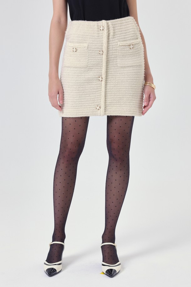 pelote - 미니스커트 - Spangle Wool Knit Skirt