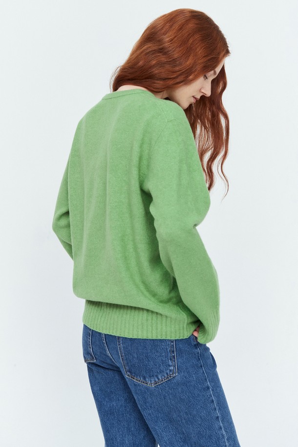 pelote - 스웨터 - Whole Garment V-neck Wool Knit