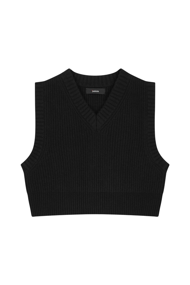 pelote - 베스트 - V-neck Cropped Knitwear Vest