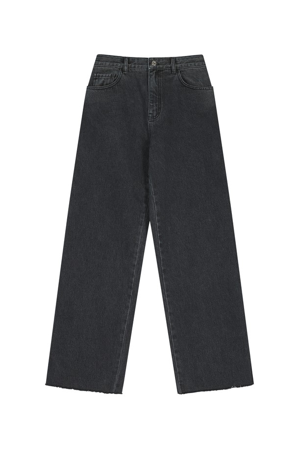 pelote - 데님 - Cutting Wide Straight Denim Pants