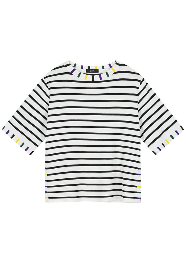 pelote - 반소매 티셔츠 - Stripe Slit T-shirt