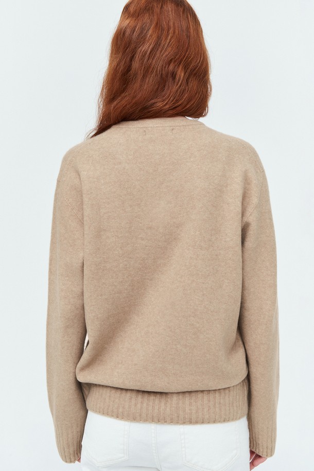 pelote - 스웨터 - Whole Garment V-neck Wool Knit