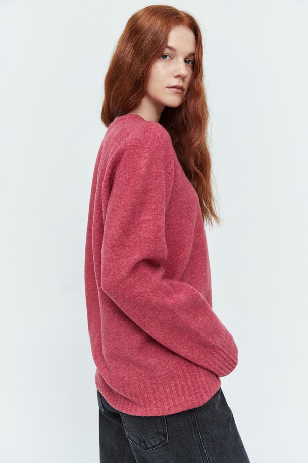 pelote - 스웨터 - Whole Garment V-neck Wool Knit