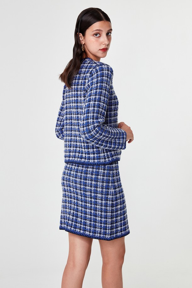 pelote - 미니스커트 - Mix Checked Tweed Knit Skirt