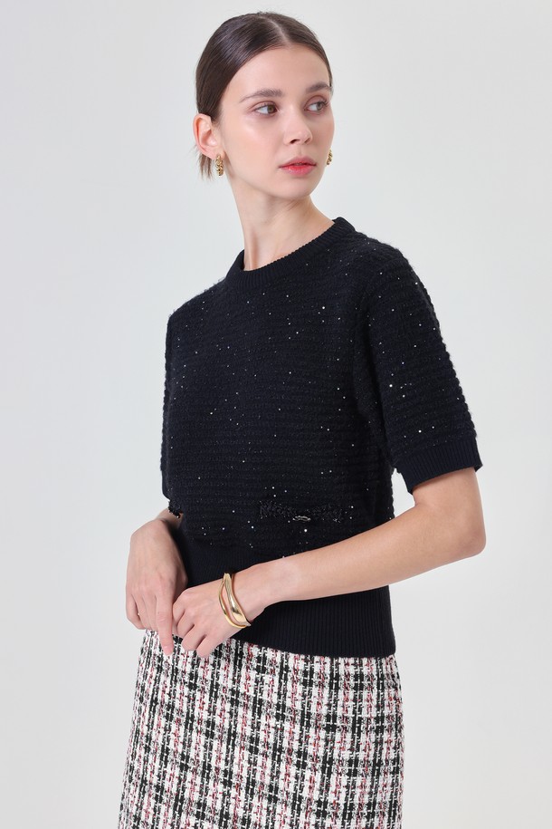 pelote - 스웨터 - Round Spangle Wool Knit