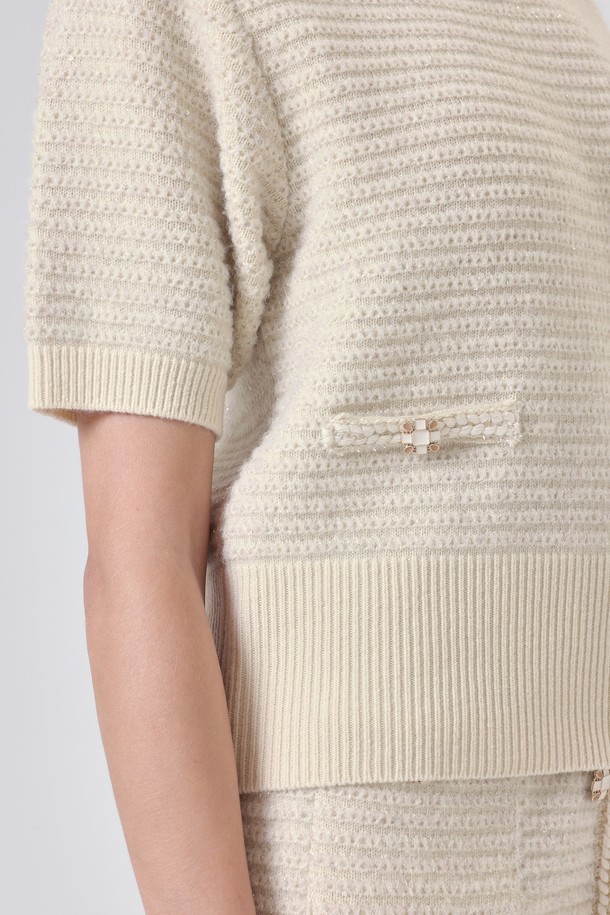 pelote - 스웨터 - Round Spangle Wool Knit