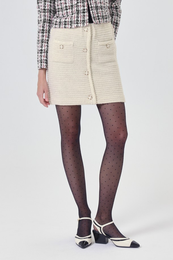 pelote - 미니스커트 - Spangle Wool Knit Skirt