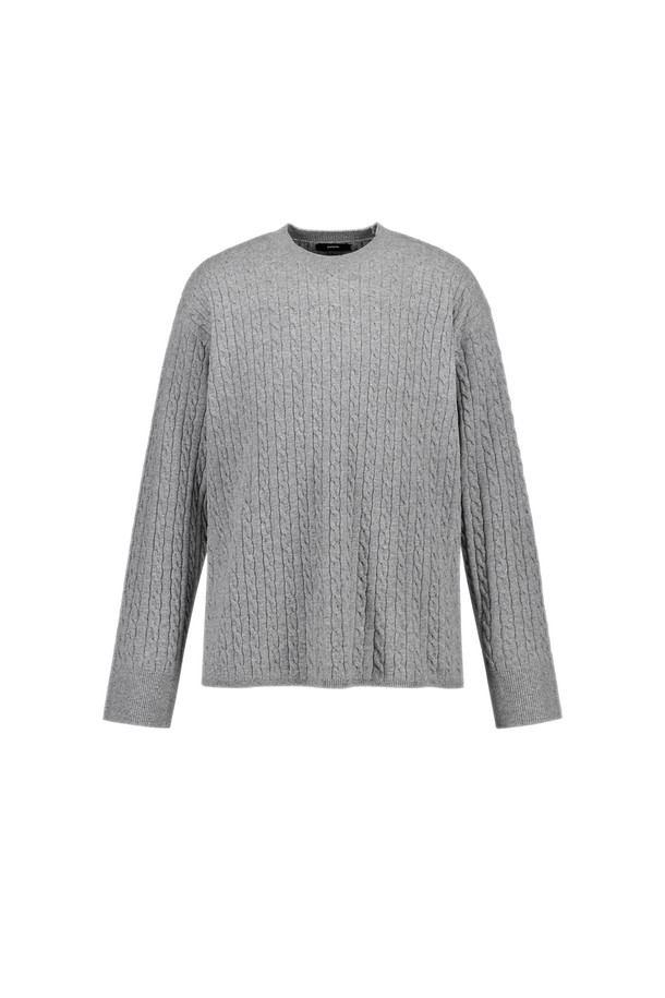 pelote - 스웨터 - Cable Round Neck Wool Knit