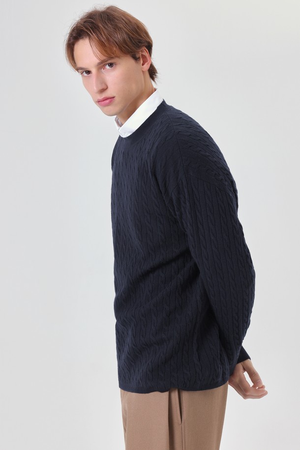 pelote - 스웨터 - Cable Round Neck Wool Knit