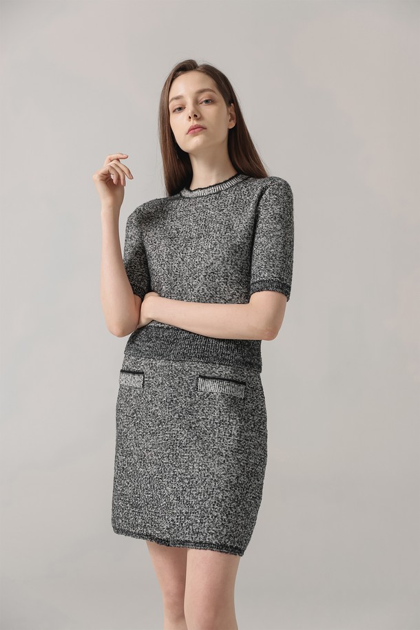 pelote - 미디스커트 - Tweed Wool H-Skirt