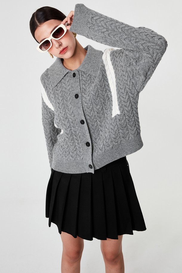 pelote - 가디건 - Signature Line Cashmere Crop Cardigan