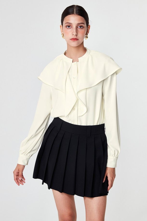 pelote - 미니스커트 - Pleats Wool Mini Skirt