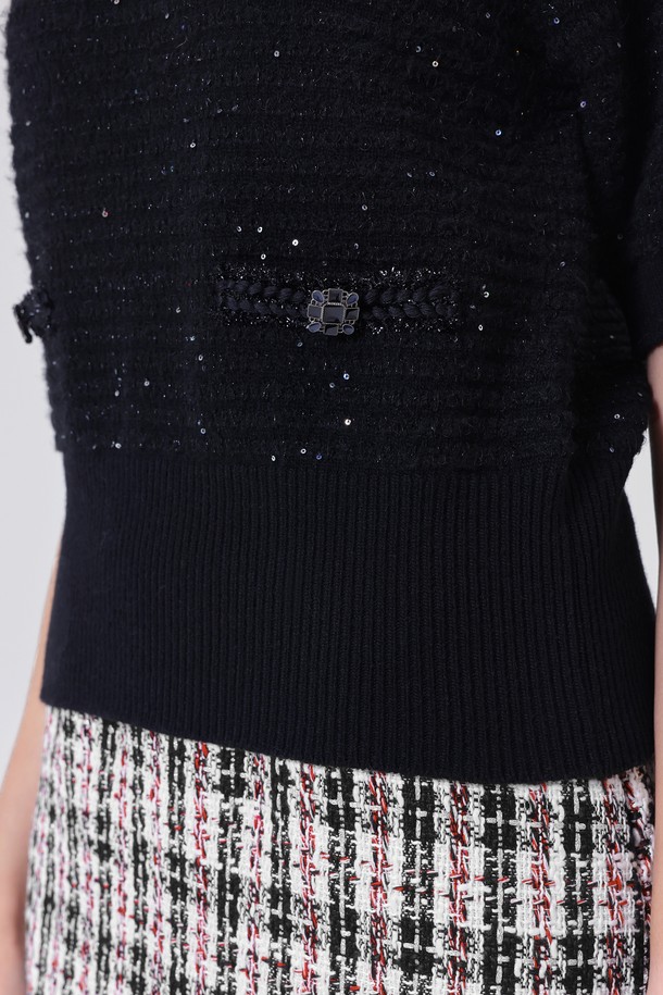 pelote - 스웨터 - Round Spangle Wool Knit