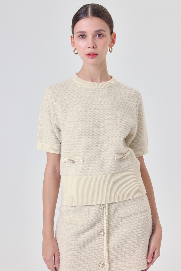 pelote - 스웨터 - Round Spangle Wool Knit