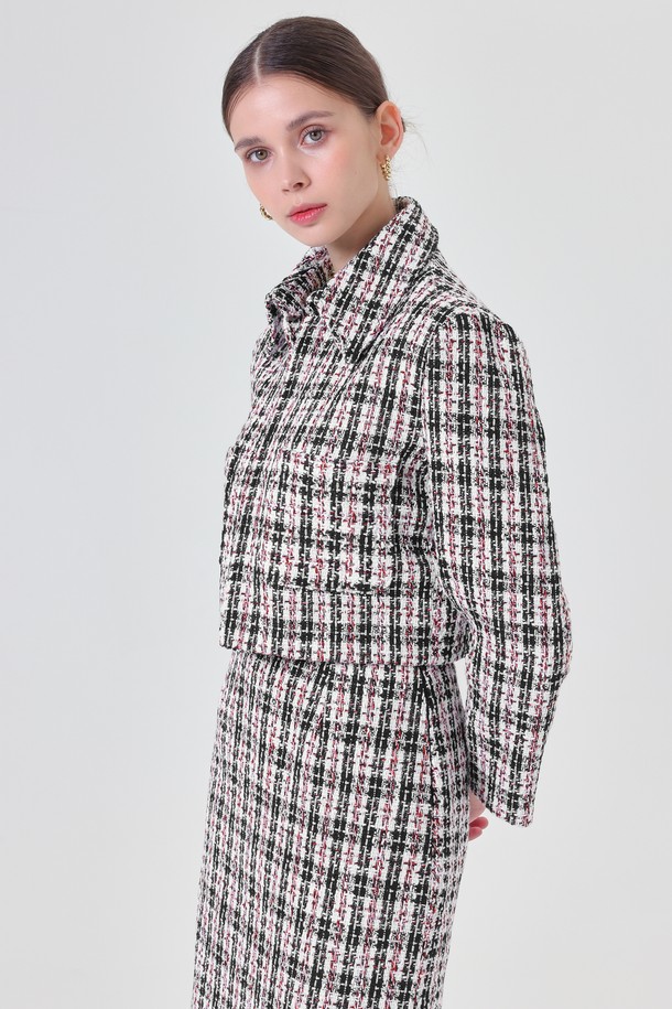 pelote - 자켓 - Collar Tweed Crop Jacket