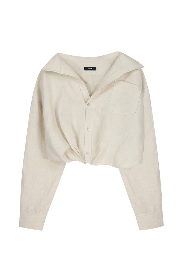 pelote - 셔츠 - unbalanced shirring linen shirt