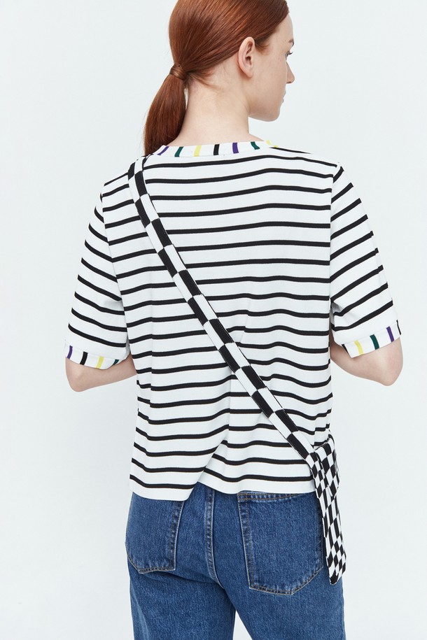 pelote - 반소매 티셔츠 - Stripe Slit T-shirt