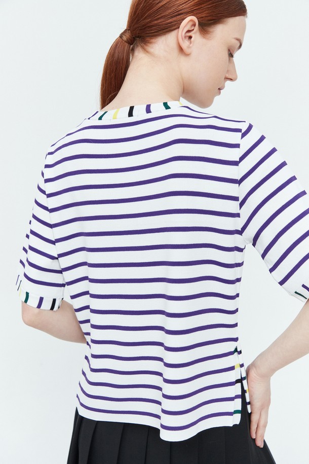 pelote - 반소매 티셔츠 - Stripe Slit T-shirt