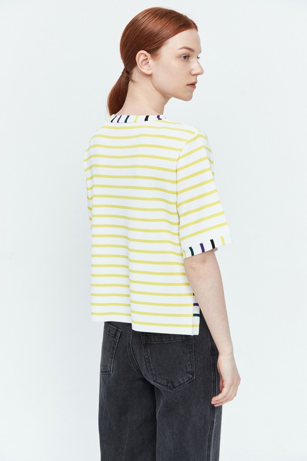 pelote - 반소매 티셔츠 - Stripe Slit T-shirt