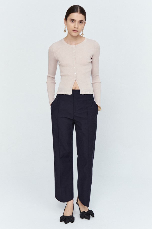 pelote - 가디건 - Frill Slim Ribbing Cardigan