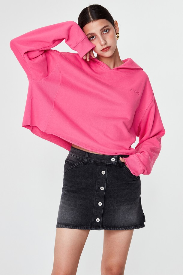 pelote - 데님 - Slit Button denim Mini skirt