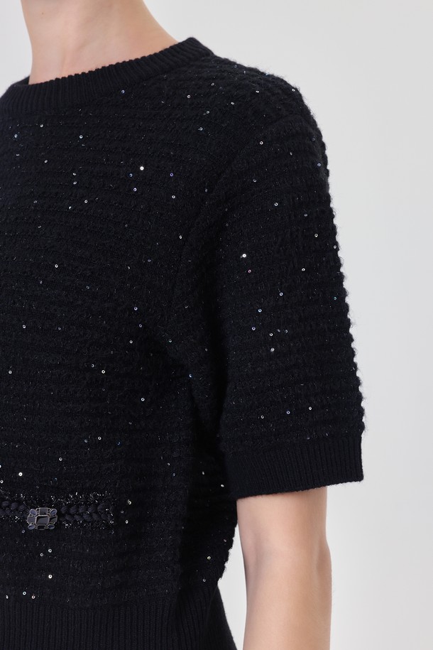 pelote - 스웨터 - Round Spangle Wool Knit