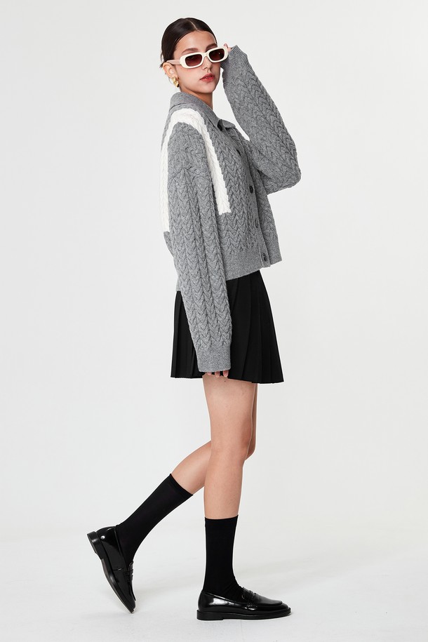 pelote - 가디건 - Signature Line Cashmere Crop Cardigan