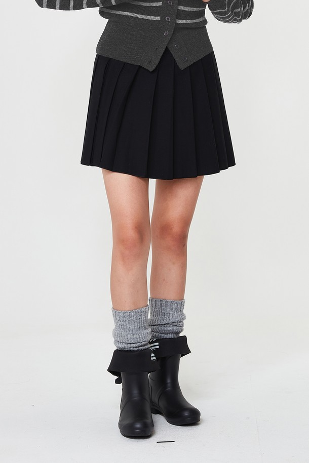 pelote - 미니스커트 - Pleats Wool Mini Skirt