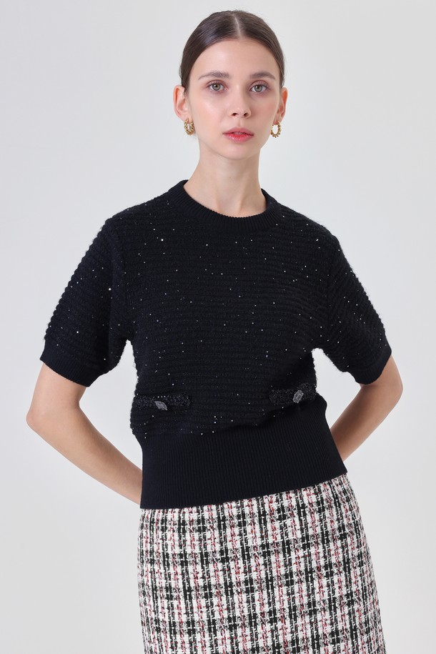 pelote - 스웨터 - Round Spangle Wool Knit