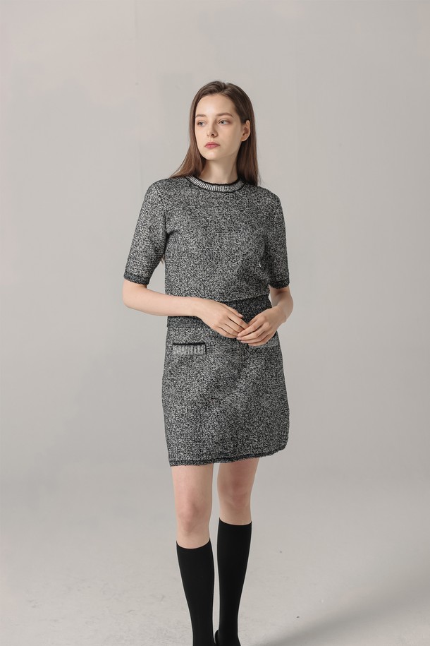 pelote - 미디스커트 - Tweed Wool H-Skirt