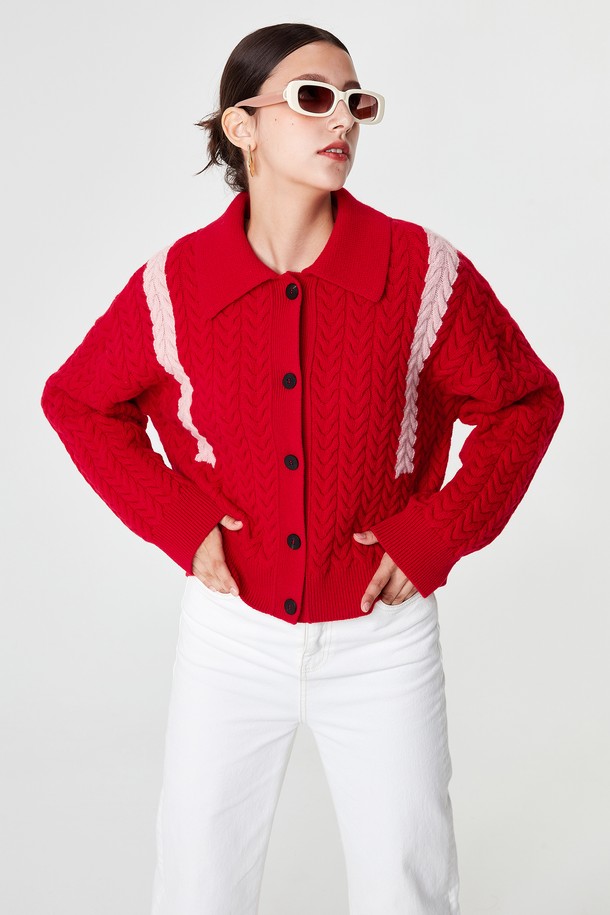 pelote - 가디건 - Signature Line Cashmere Crop Cardigan