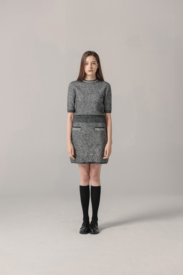 pelote - 미디스커트 - Tweed Wool H-Skirt