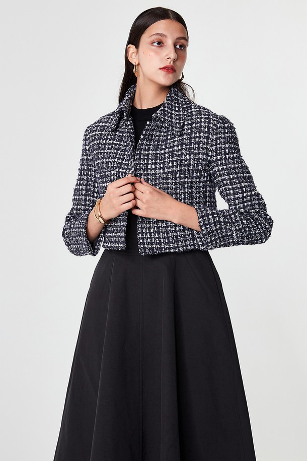 pelote - 자켓 - Collar Tweed Crop Jacket