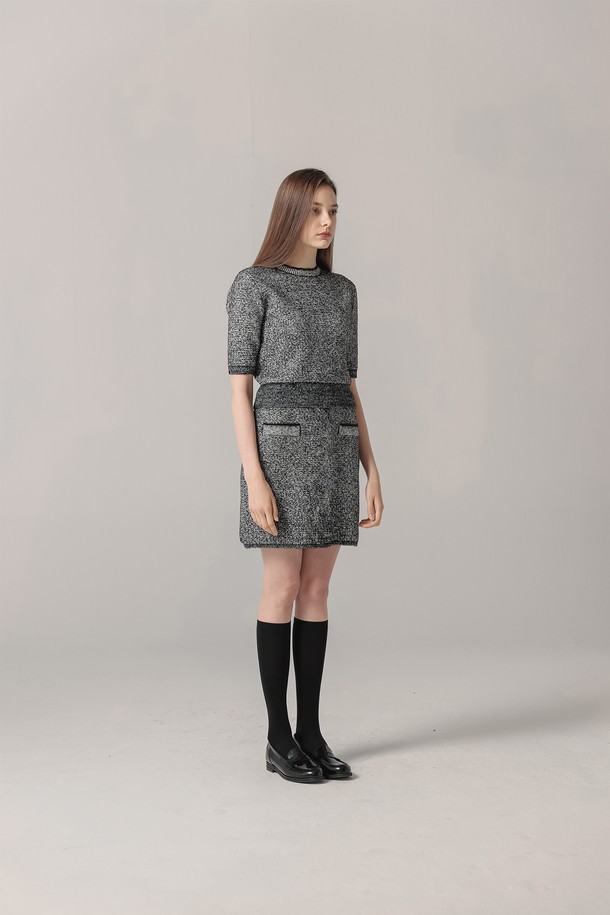 pelote - 미디스커트 - Tweed Wool H-Skirt