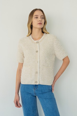 Paper U Neck Knit Cardigan