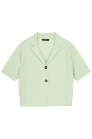 Collar Cotton Knit Jacket (Green)