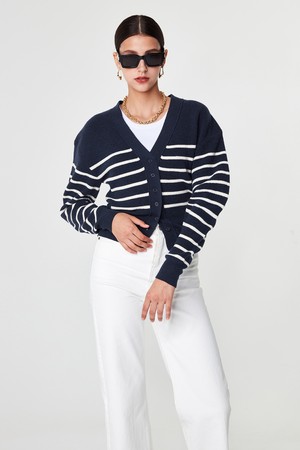 V-neck Striped Cardigan