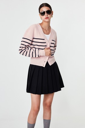 V-neck Striped Cardigan