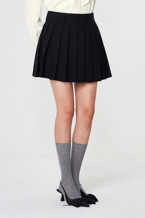 Pleats Wool Mini Skirt