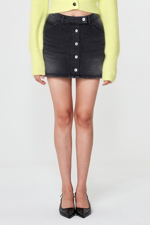 Slit Button denim Mini skirt