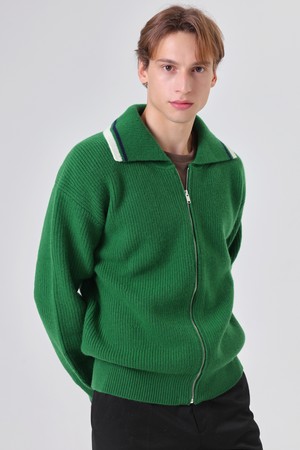 Over Fit Collar Tasmania Wool Zip-up Knit